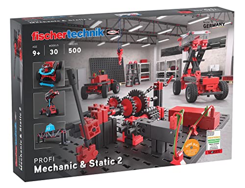 fischertechnik 536622 ADVANCED Mechanic & Static 2 – Bausatz für Kinder ab 9 Jahren, Experimentierkasten mit 30 Modellen, inkl. Motor, fördert technisches Verständnis